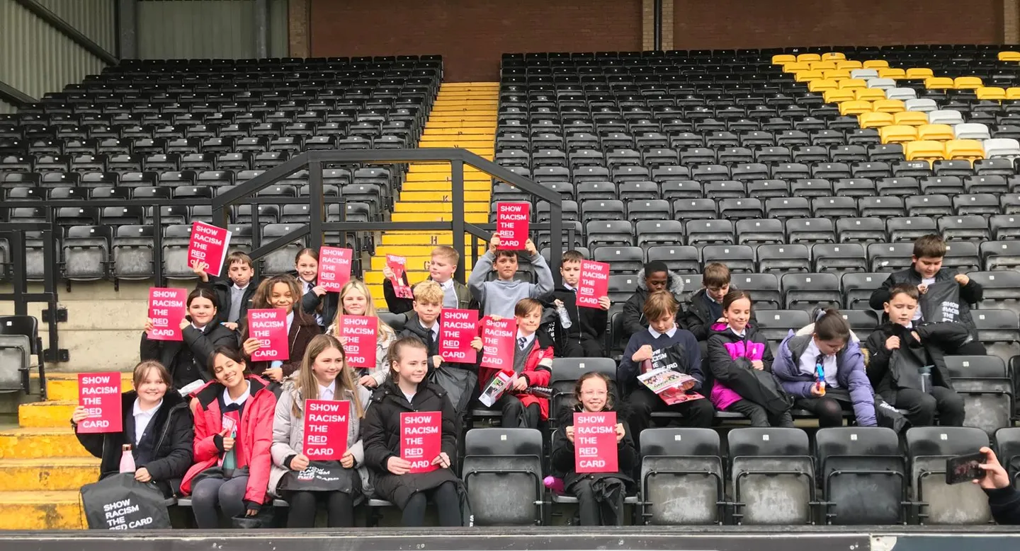 An image of young people at the Show Racism The Red Card event.