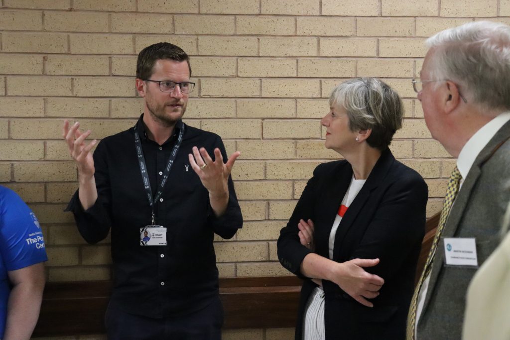 Notts County Foundation's Chief Financial Officer Sam Crawford discusses Portland's latest addition, with MP Lillian Greenwood and Changing Places Toilets advocate Martin Jackaman.